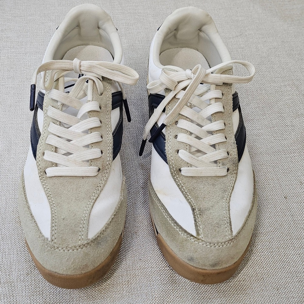 Tretorn Kristine Sneakers Womens‎ 7 White Navy Grey Retro Low Top Lace Up Shoe
